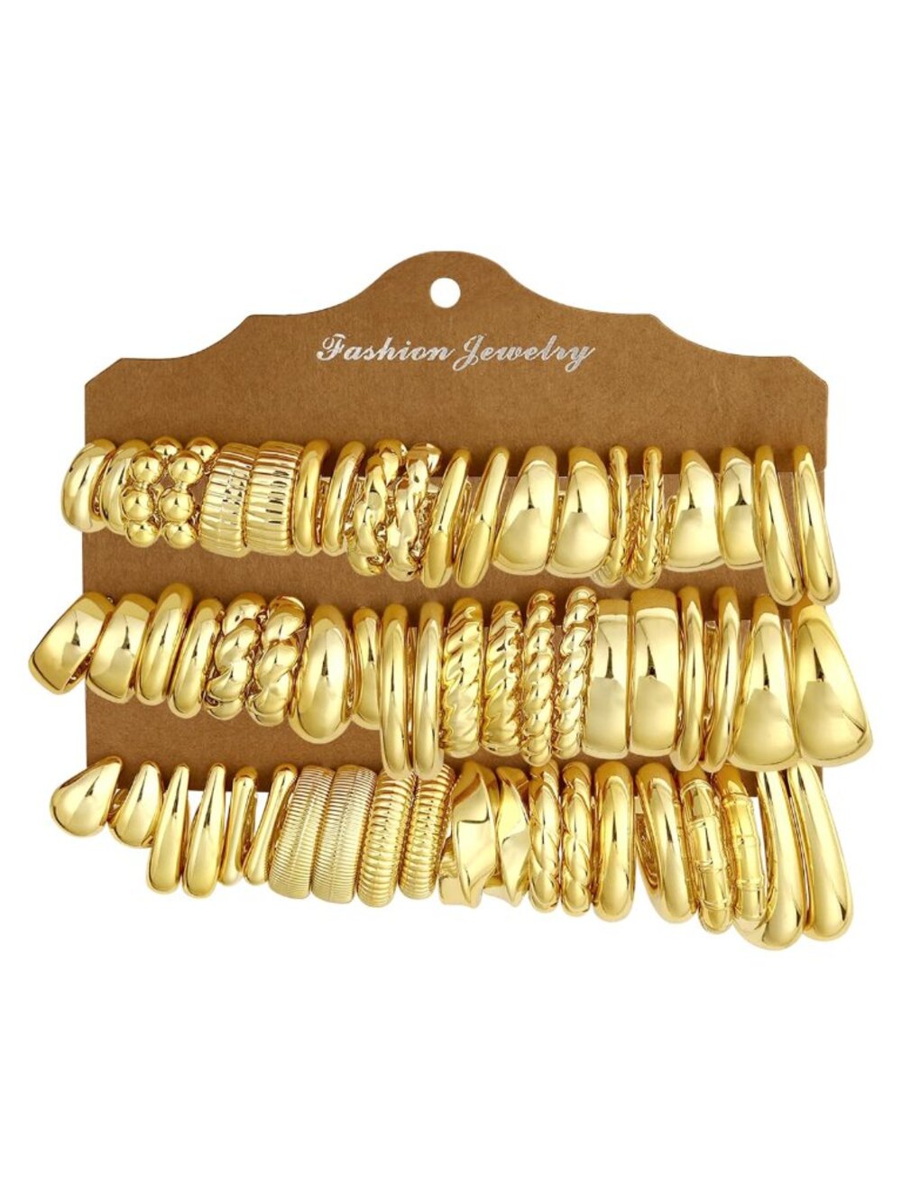 30 Pairs Chunky Gold Tone Resin Hoop Earrings Set Hinged Post Women Gift